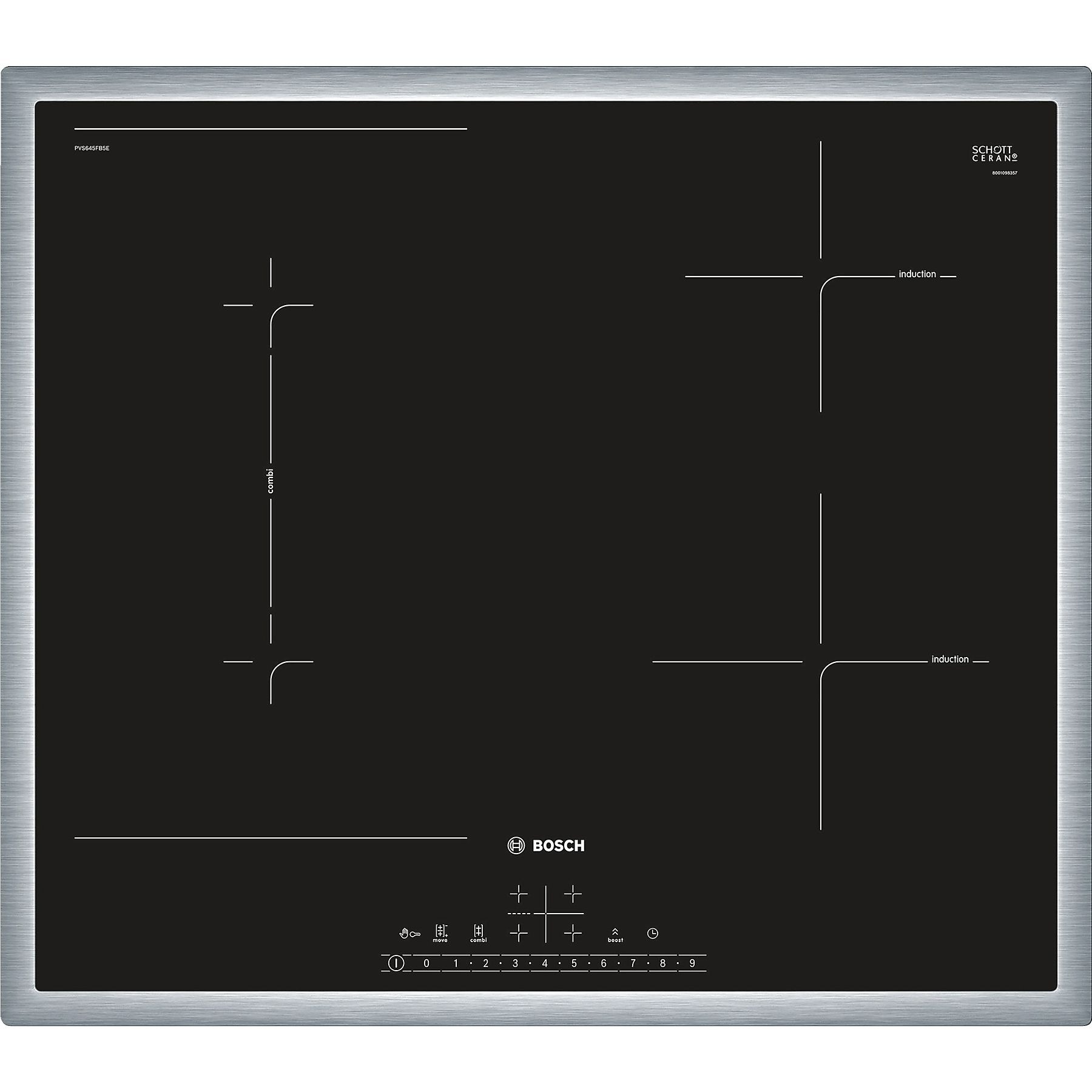 BOSCH PVS 645 FB 5 E 60 CM Induktionskochfeld (583 mm breit, 4 Kochfelder)