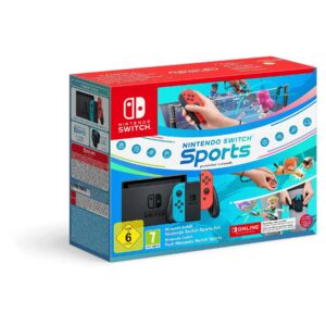 NINTENDO Switch™-Konsole (Neon-Blau/Neon-Rot) – Nintendo Switch Sports-Set + Nintendo Switch Online 12-monatige (365-tägige) Einzelmitgliedschaft