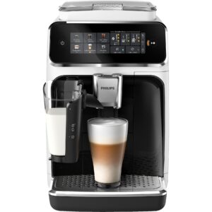 PHILIPS EP3343/50 Serie 3300 LatteGo 5 Kaffeespezialitäten Kaffeevollautomat Weiß/Klavierlack-Schwarz